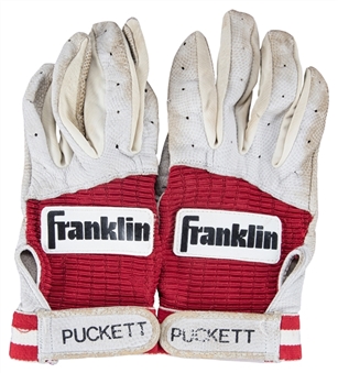 Circa 1992 Kirby Puckett Game Used Franklin Batting Gloves (JT Sports)